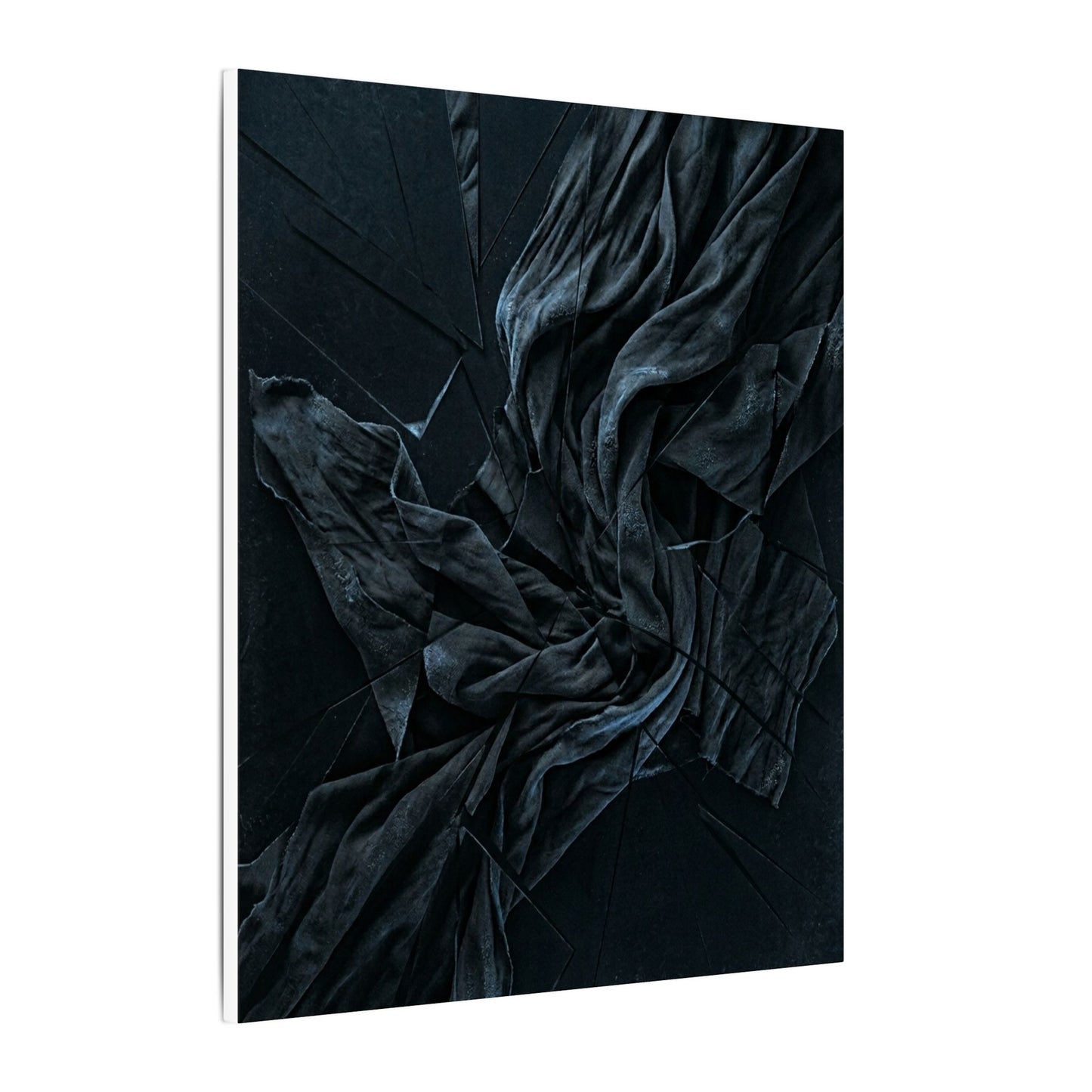 Dark Japandi Silk Drape in Moonlight | Moody Minimal Canvas Art