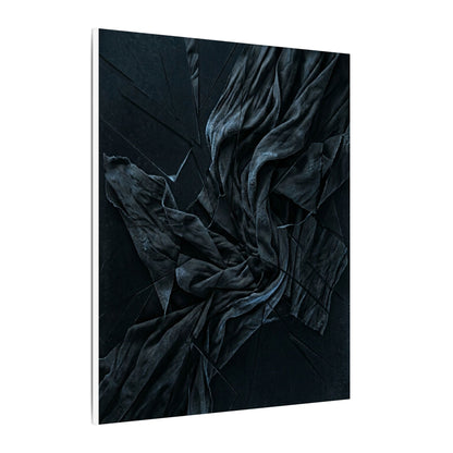 Dark Japandi Silk Drape in Moonlight | Moody Minimal Canvas Art