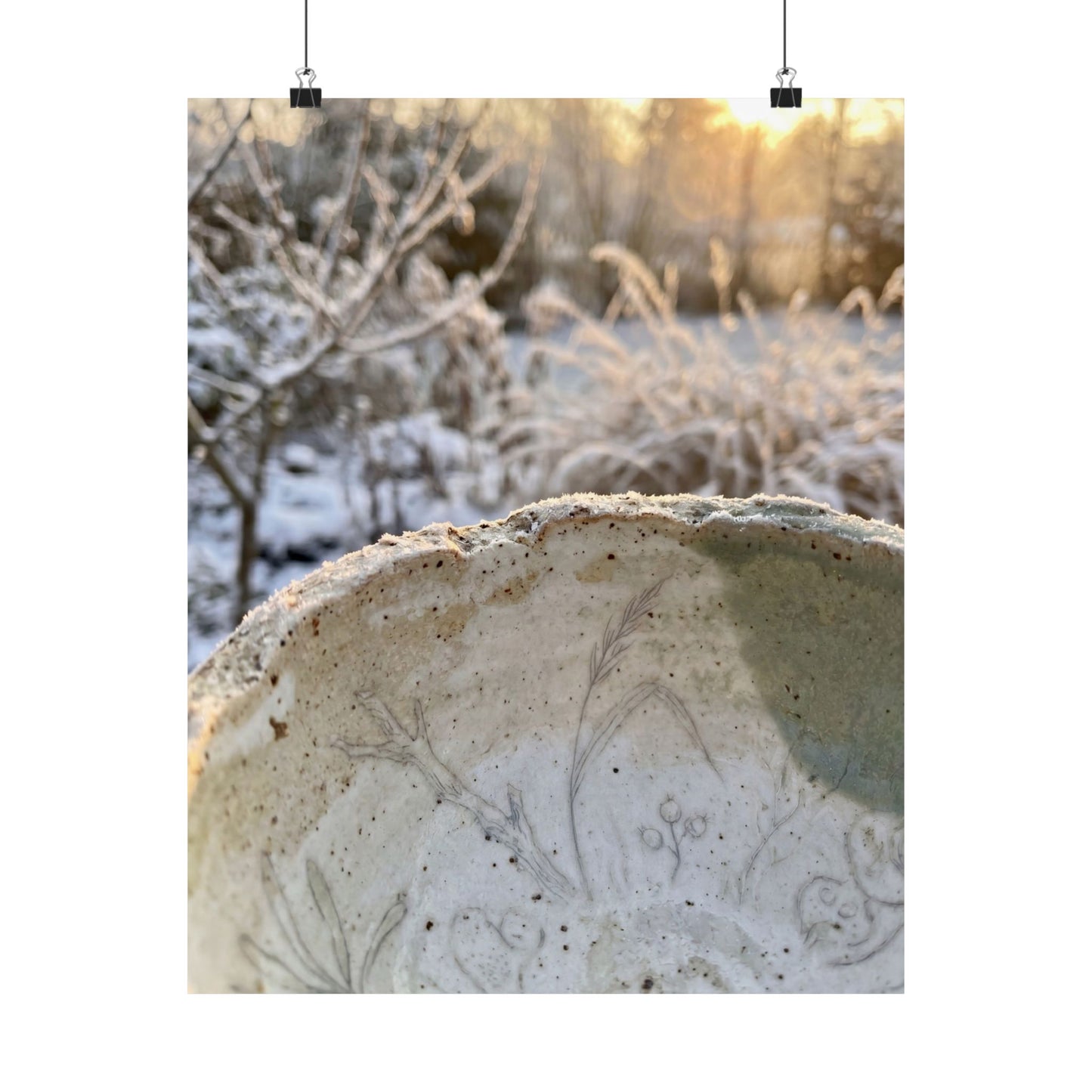Winter Ceramic Bowl Minimal Line Wall Art Print | Cozy Decor