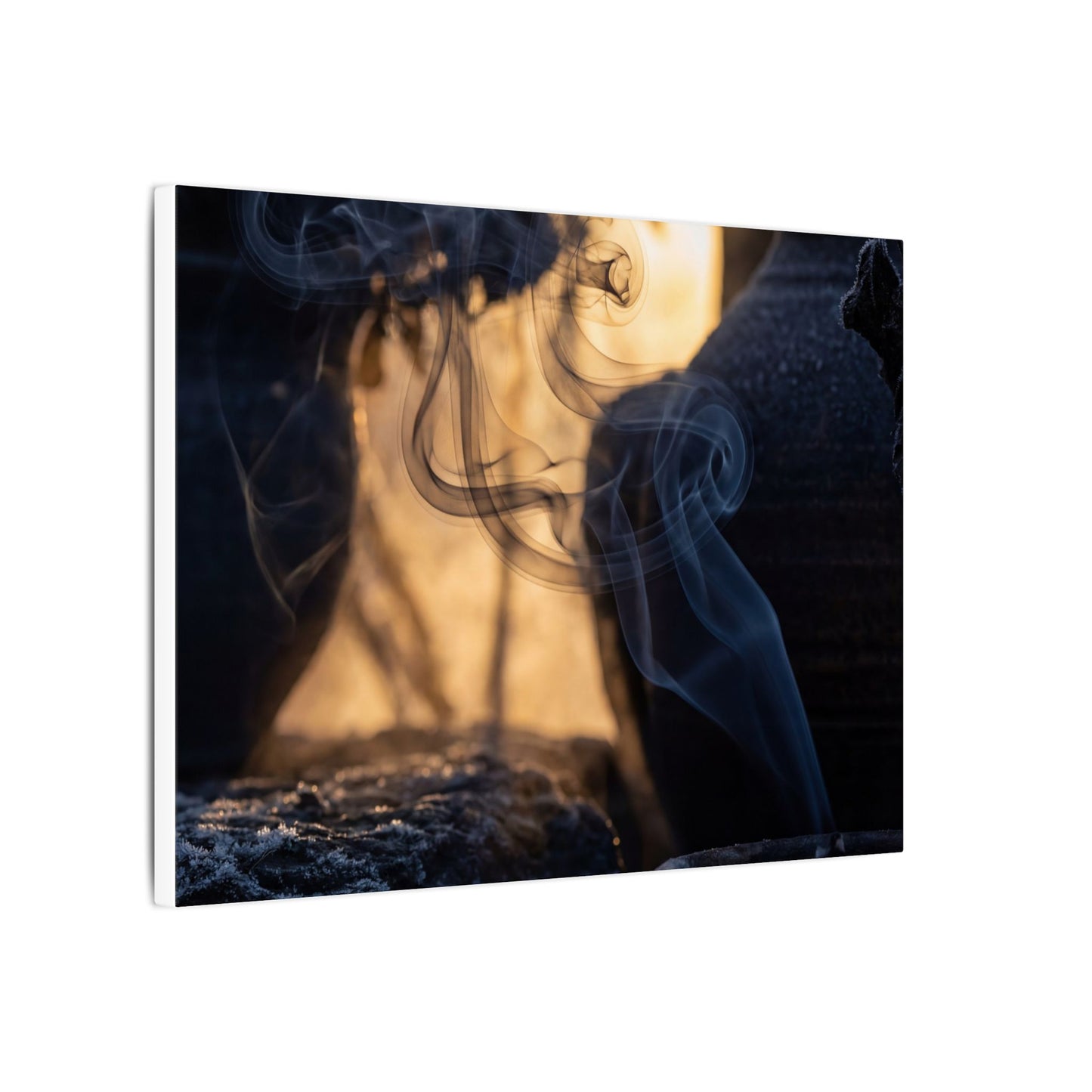 Incense Smoke Canvas Art | Winter Dark Japandi Shadow Zen Art
