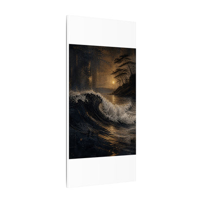 Ocean Wave Dark Texture Canvas Art | Bold Dark Japandi Art