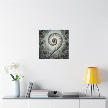Zen Fern Unfurling in Dawn | Ukiyo E Inspired Canvas Art