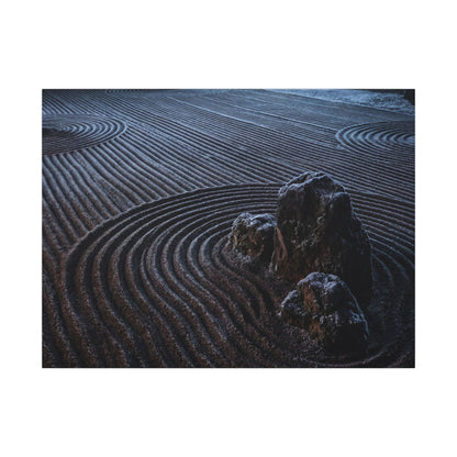 Moonlight Rock Garden Canvas Art - Dark Japandi Seijaku
