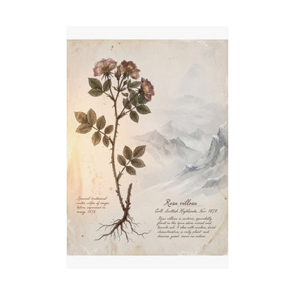 Winter Mountain Mist Herbarium Wall Art Print | Rustic Decor