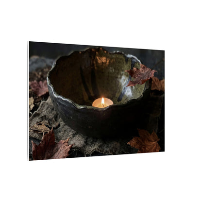 Candlelight Ceramic Bowl Canvas Art - Dark Japandi Kanso