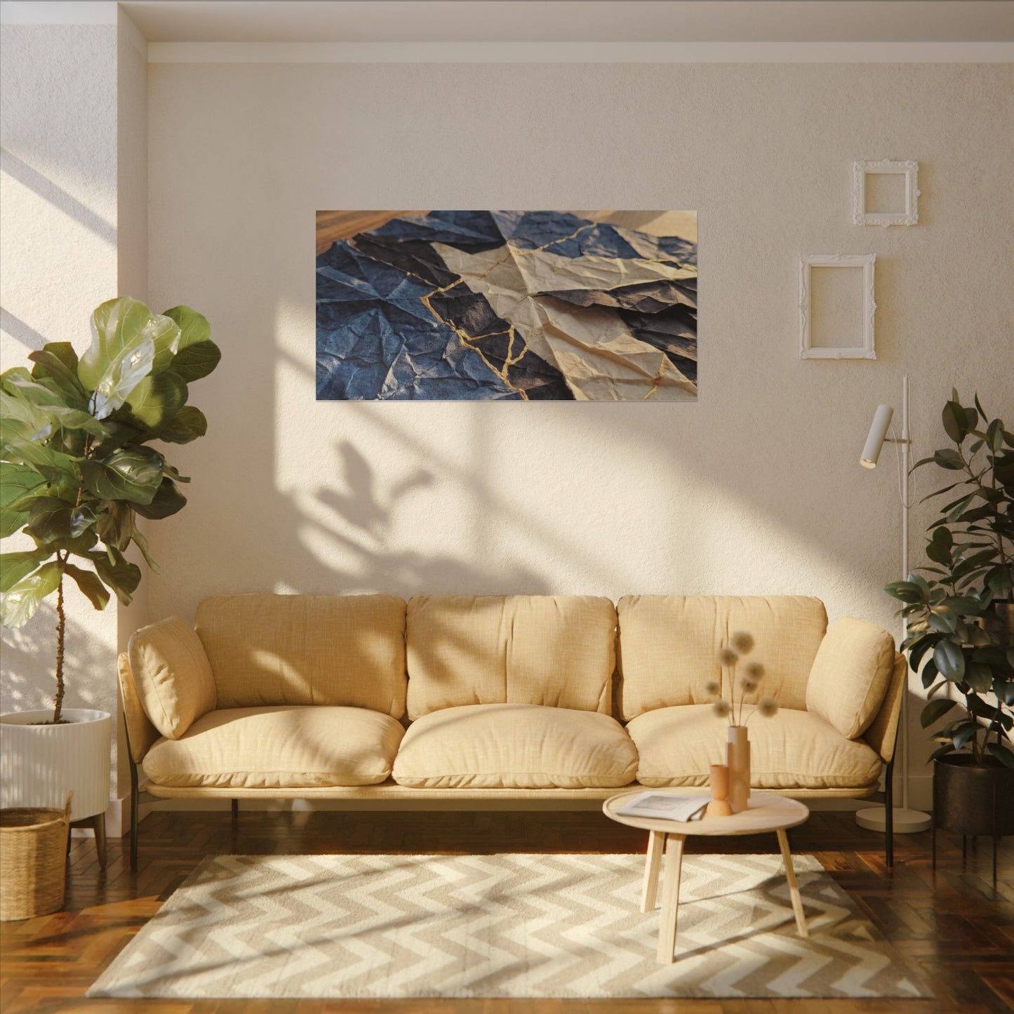Golden Hour Paper Fold Canvas Art - Kintsugi Ma