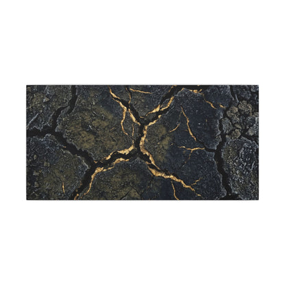 Overcast Cracked Earth Canvas Art - Dark Japandi Ma
