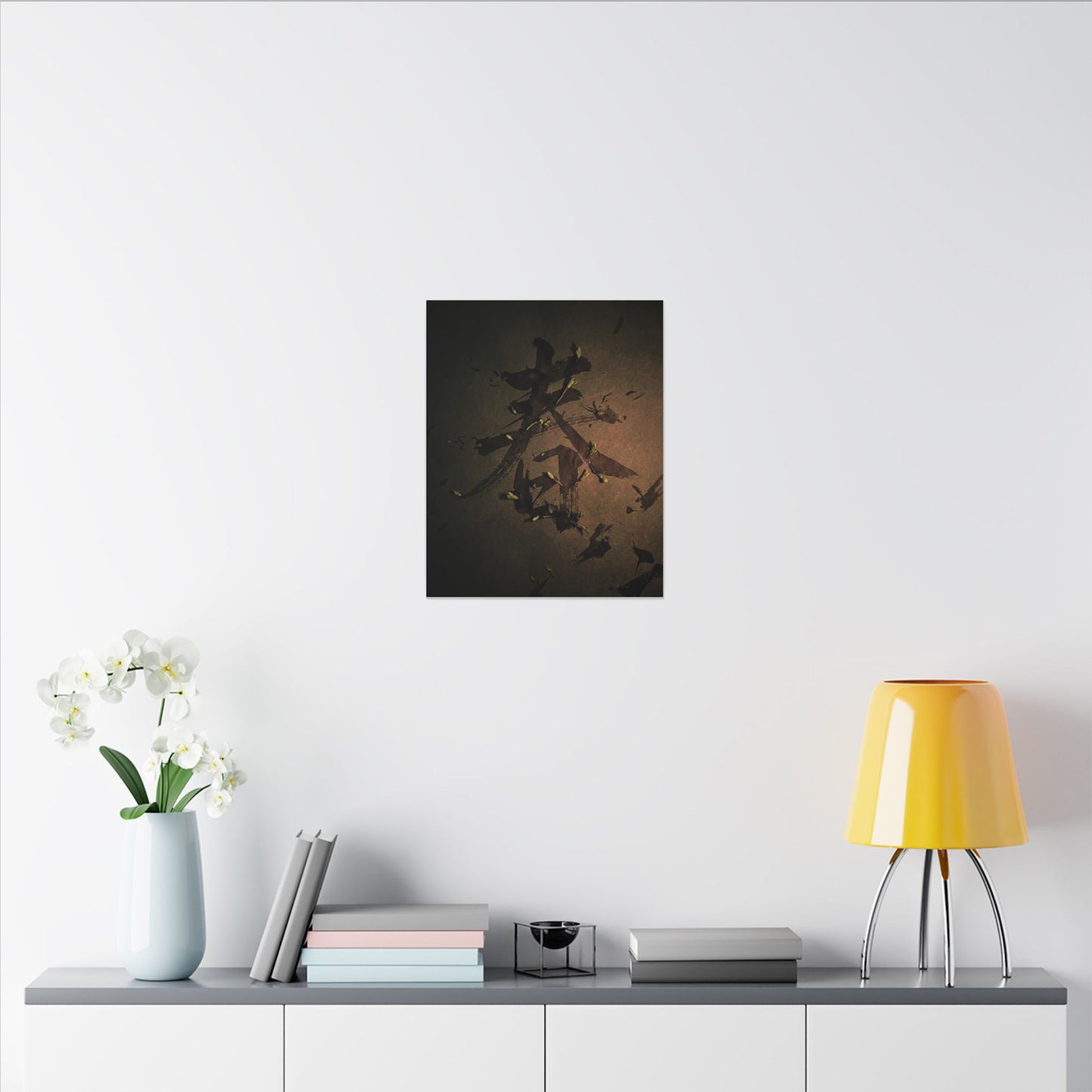 Calligraphy Shadow Zen Canvas Art | Bold Dark Japandi Art