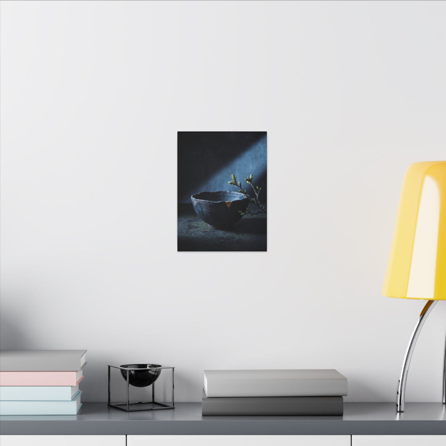 Ceramic Bowl Shadow Zen Canvas Art | Sophisticated Dark Japandi Art