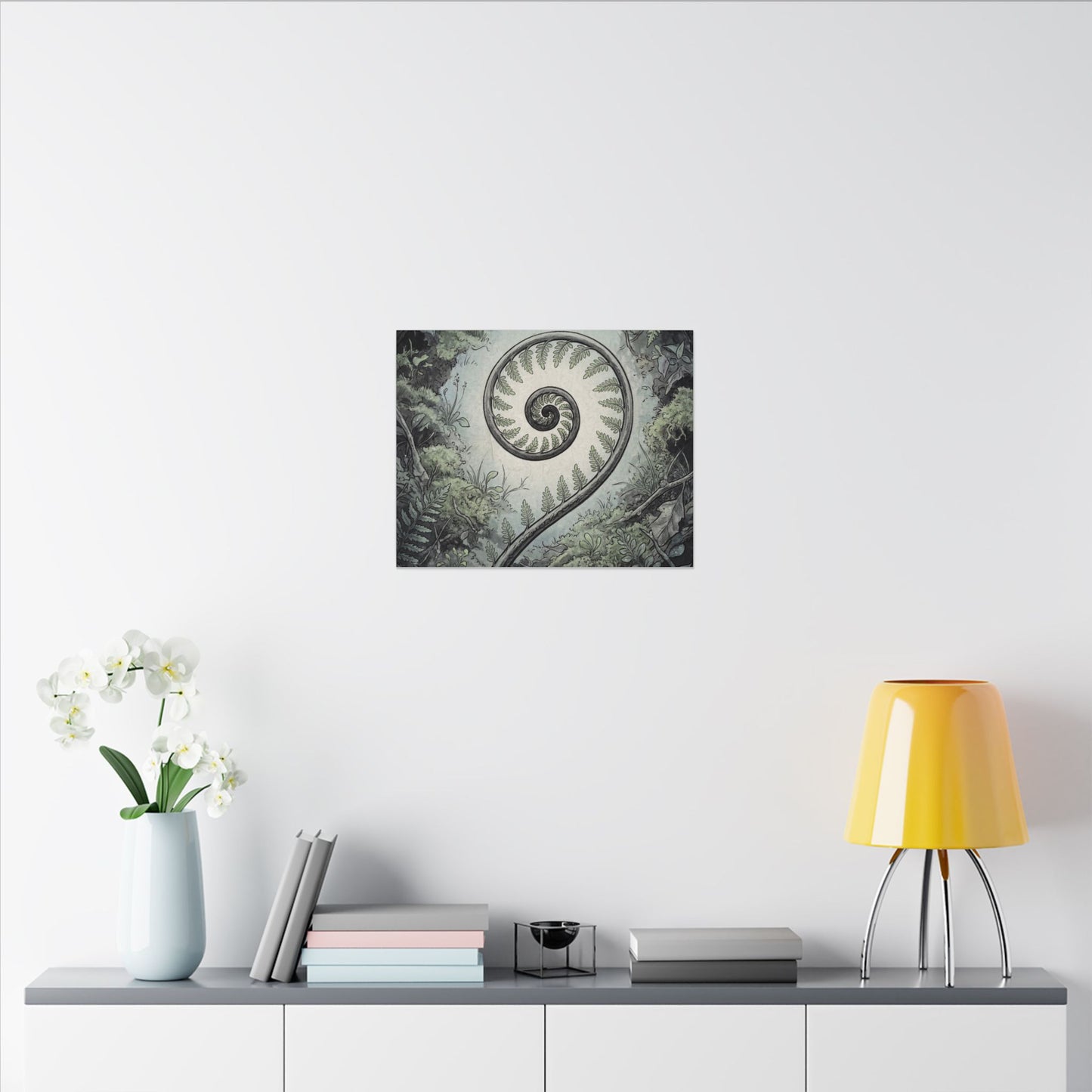 Zen Fern Unfurling in Dawn | Ukiyo E Inspired Canvas Art