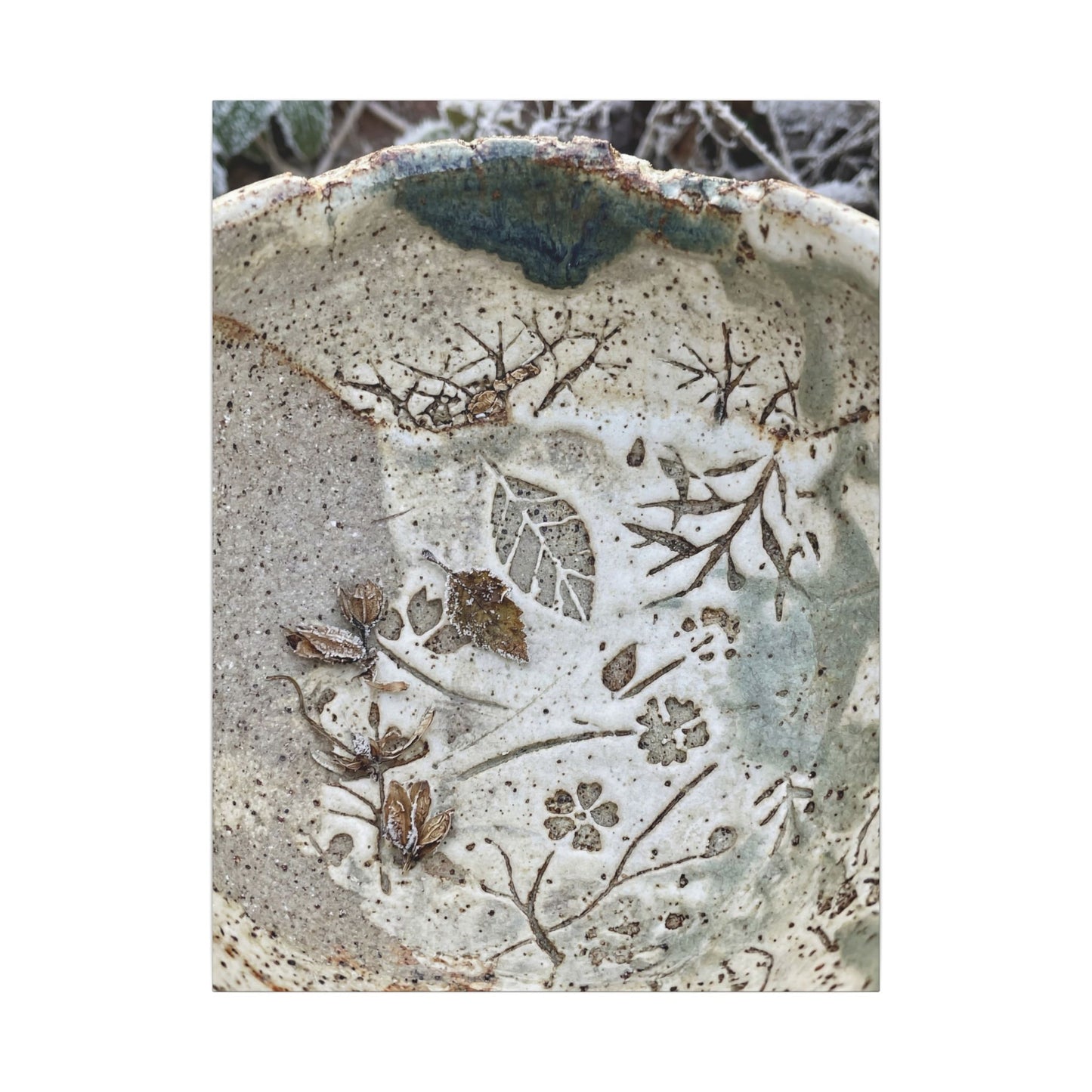Ceramic Bowl Winter Canvas Art | Japandi Earthy Design