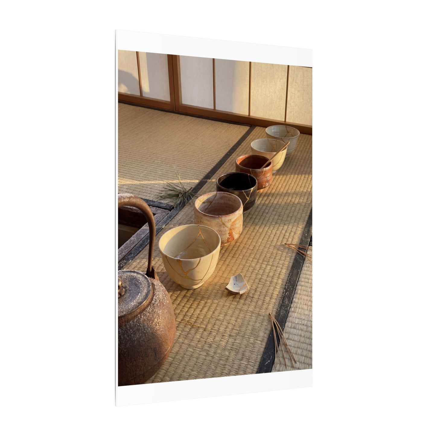 Kintsugi Tea Ceremony in Golden Hour | Gold Repair Canvas Art