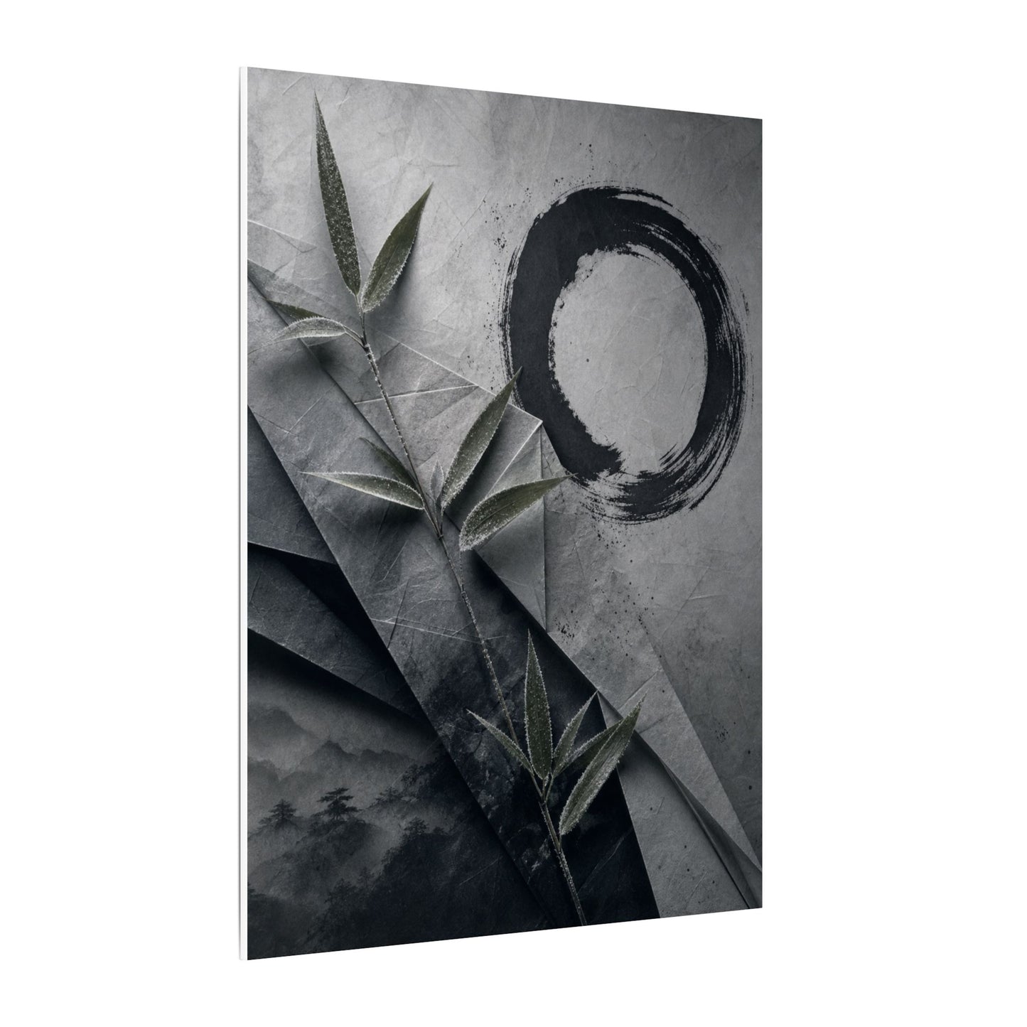 Winter Paper Fold Enso Canvas Art | Serene Decor