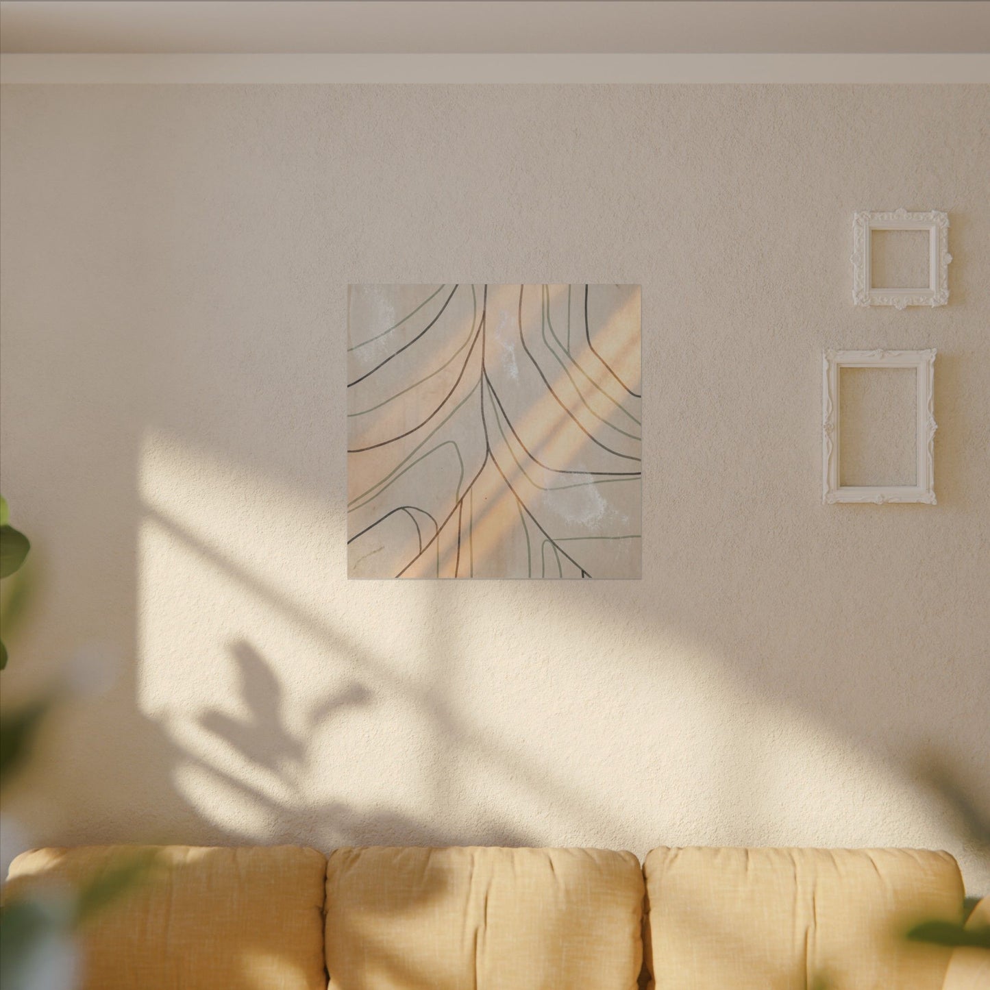 Shoji Screen Minimal Line Canvas Art | Warm Japandi Art