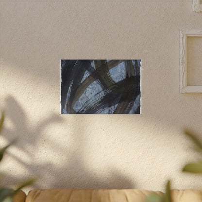 Ink Brushstroke Canvas Art | Winter Dark Japandi Shadow Zen Art