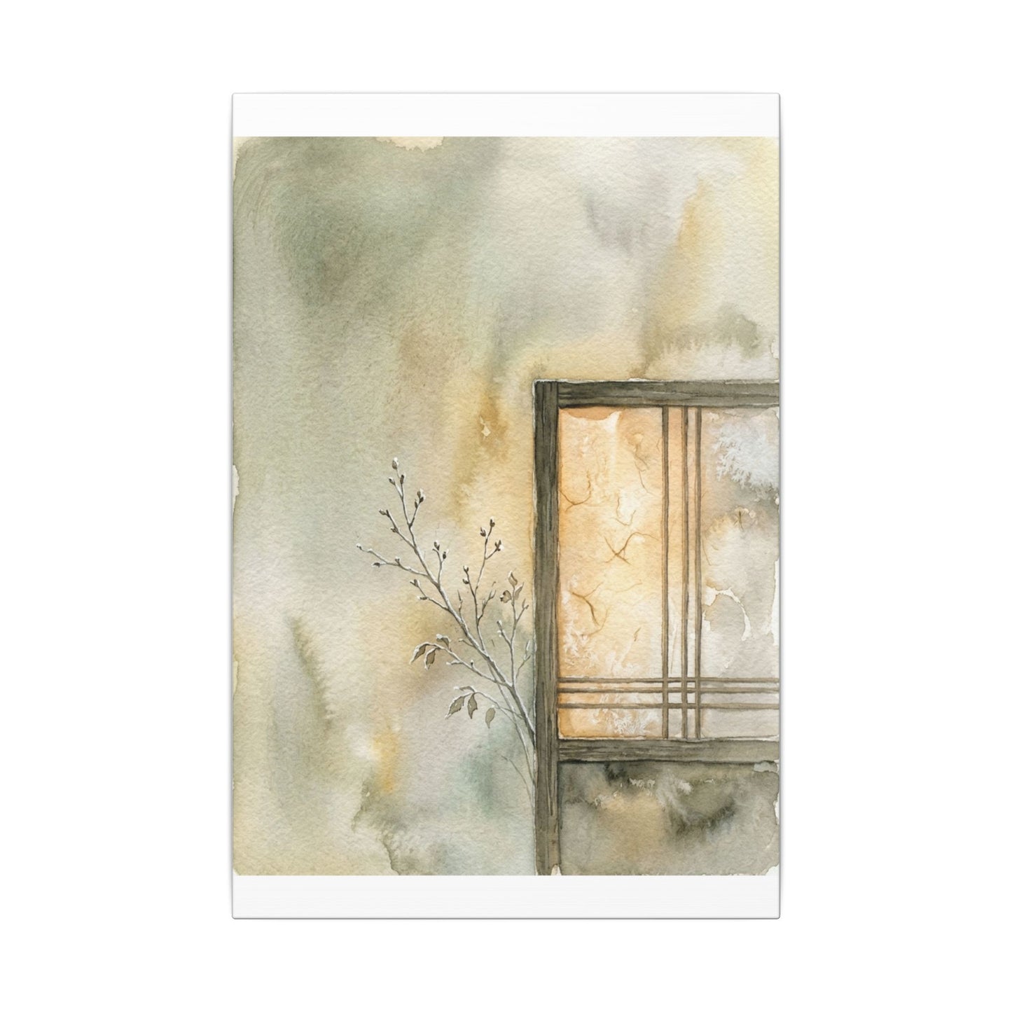 Ma Shoji Screen Canvas Art - Japandi Watercolor
