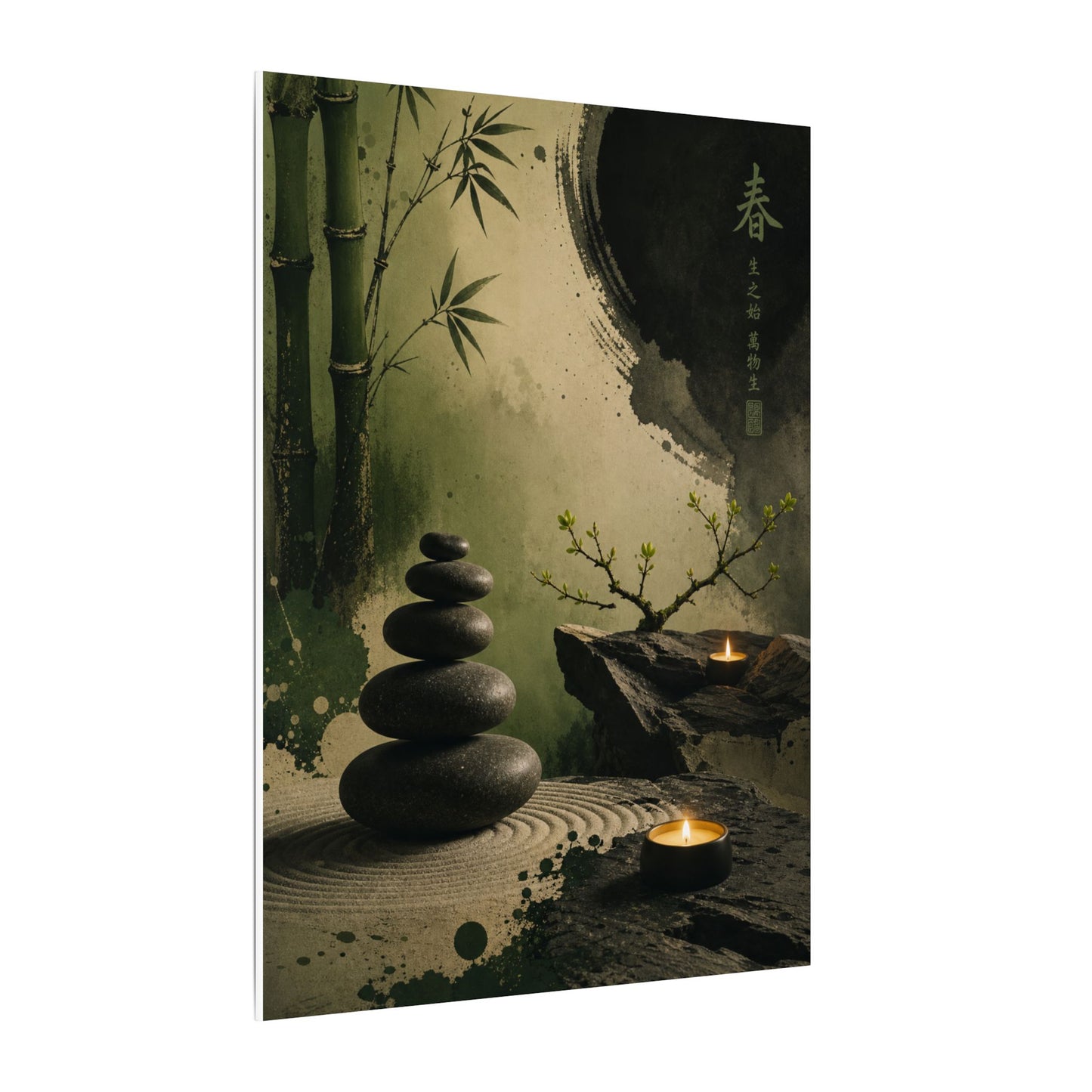 River Stones Spring Canvas Art | Zen Contemplative Design