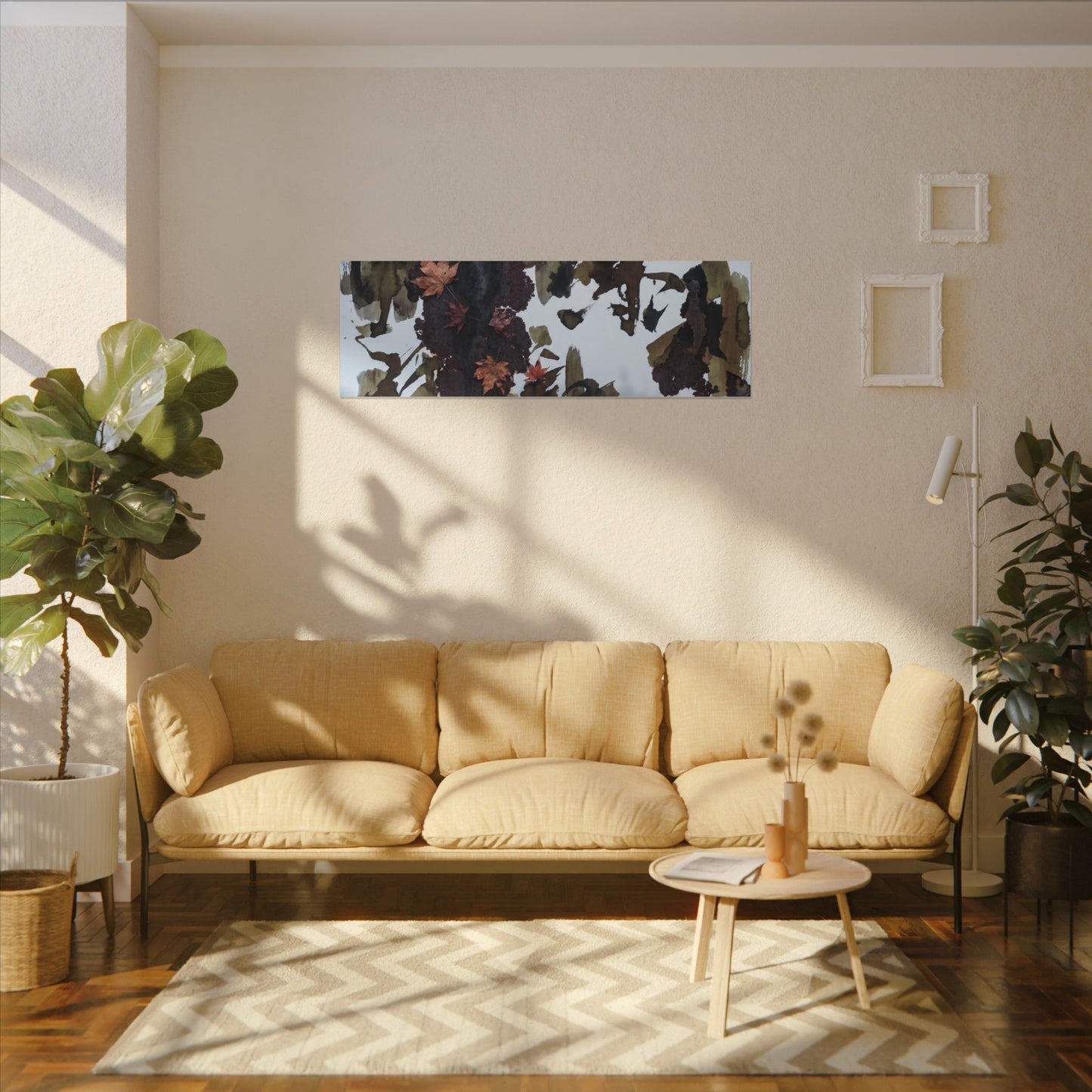 Rust Patina Charcoal Ink Canvas Art | Sophisticated Dark Japandi Art