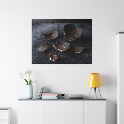 Winter Broken Pottery Shadow Zen Canvas Art | Bold Decor