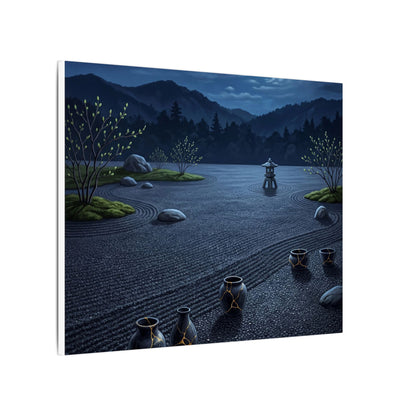Kintsugi Moonlit Garden in Moonlight | Gold Repair Canvas Art