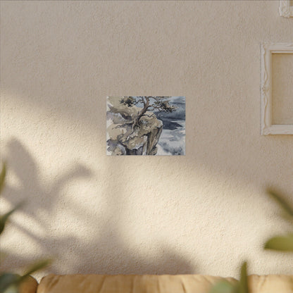 Pine Tree Canvas Art | Winter Japandi Watercolor Art