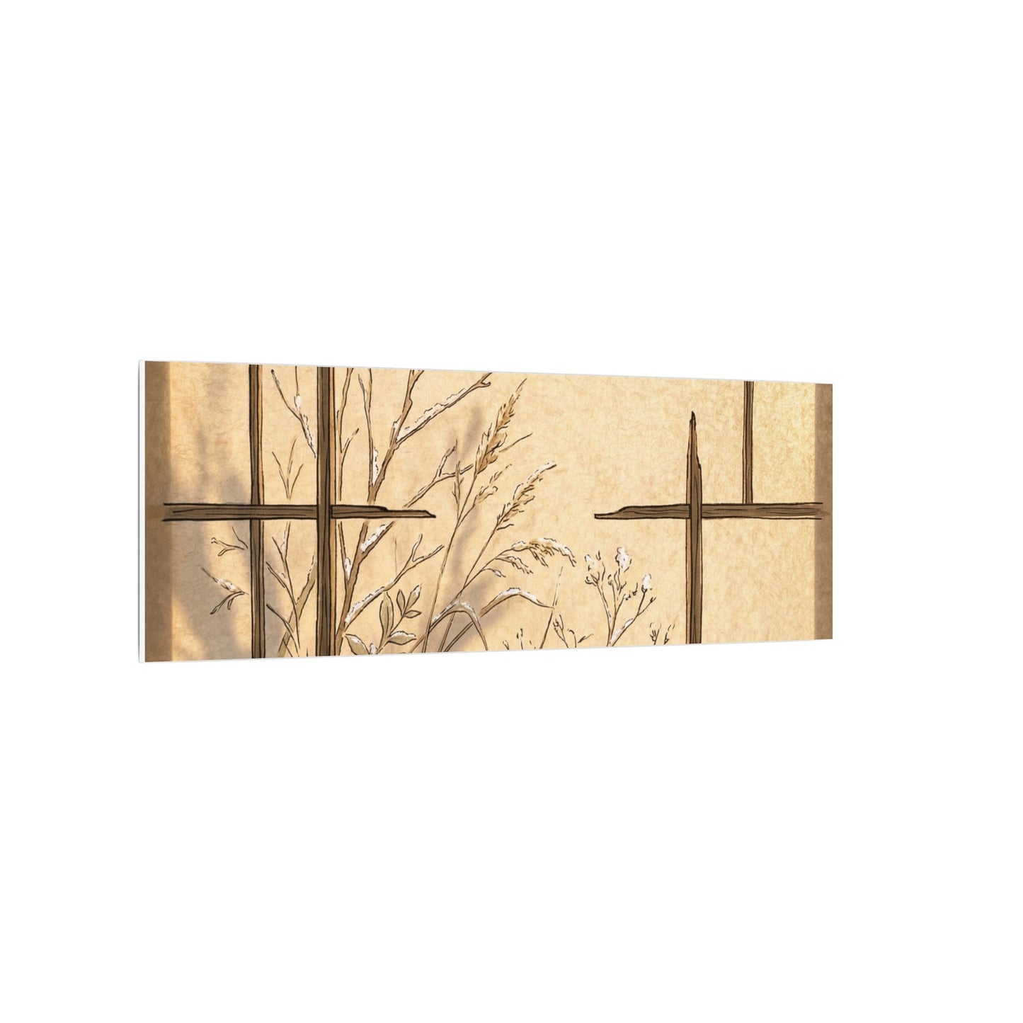 Shoji Screen Canvas Art | Winter Japandi Minimal Line Art