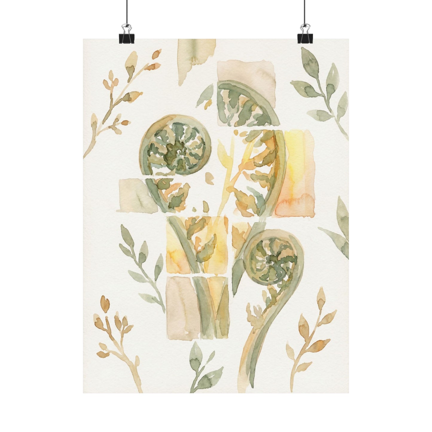 Kanso Fern Unfurling Wall Art Print - Japandi Watercolor