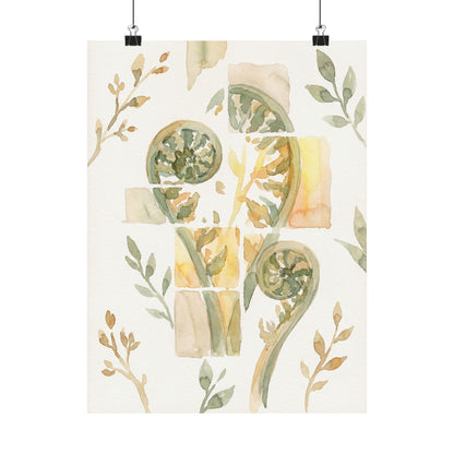 Kanso Fern Unfurling Wall Art Print - Japandi Watercolor