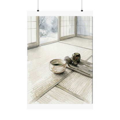 Japandi Tea Ceremony in Overcast | Watercolor Wall Art Print Art Print
