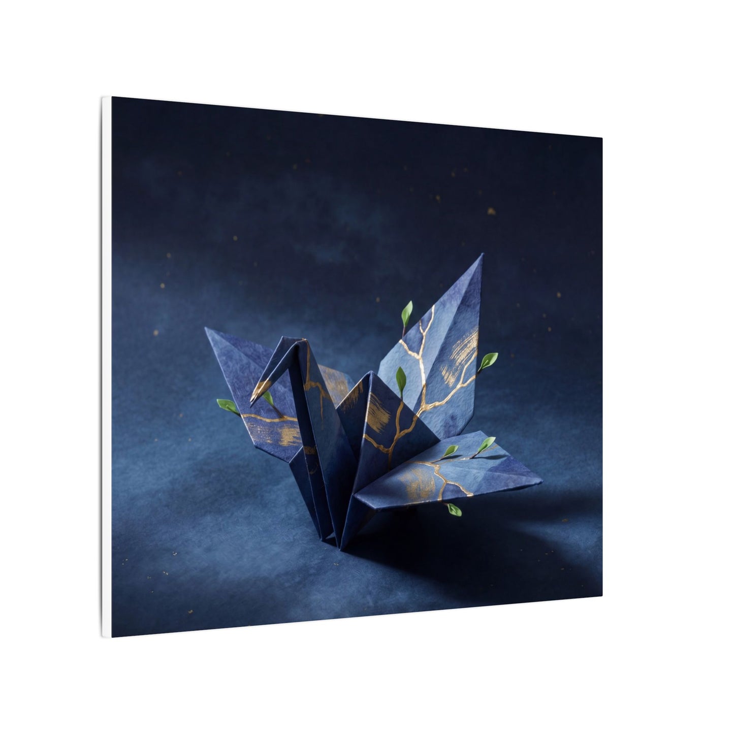 Kintsugi Paper Fold in Moonlight | Crackle Gold Canvas Art