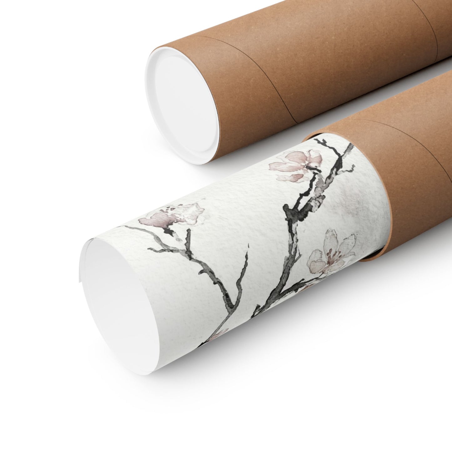 Winter Cherry Blossom Watercolor Wall Art Print | Elegant Decor