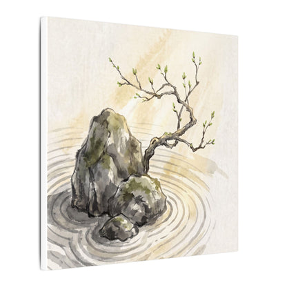 Serene Rock Garden Canvas Art - Sumi E Zen