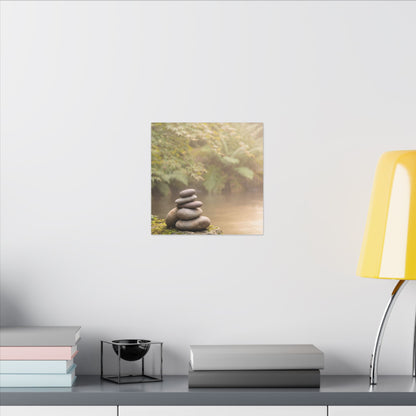 Cozy River Stones Canvas Art - Japanese Pattern Japandi