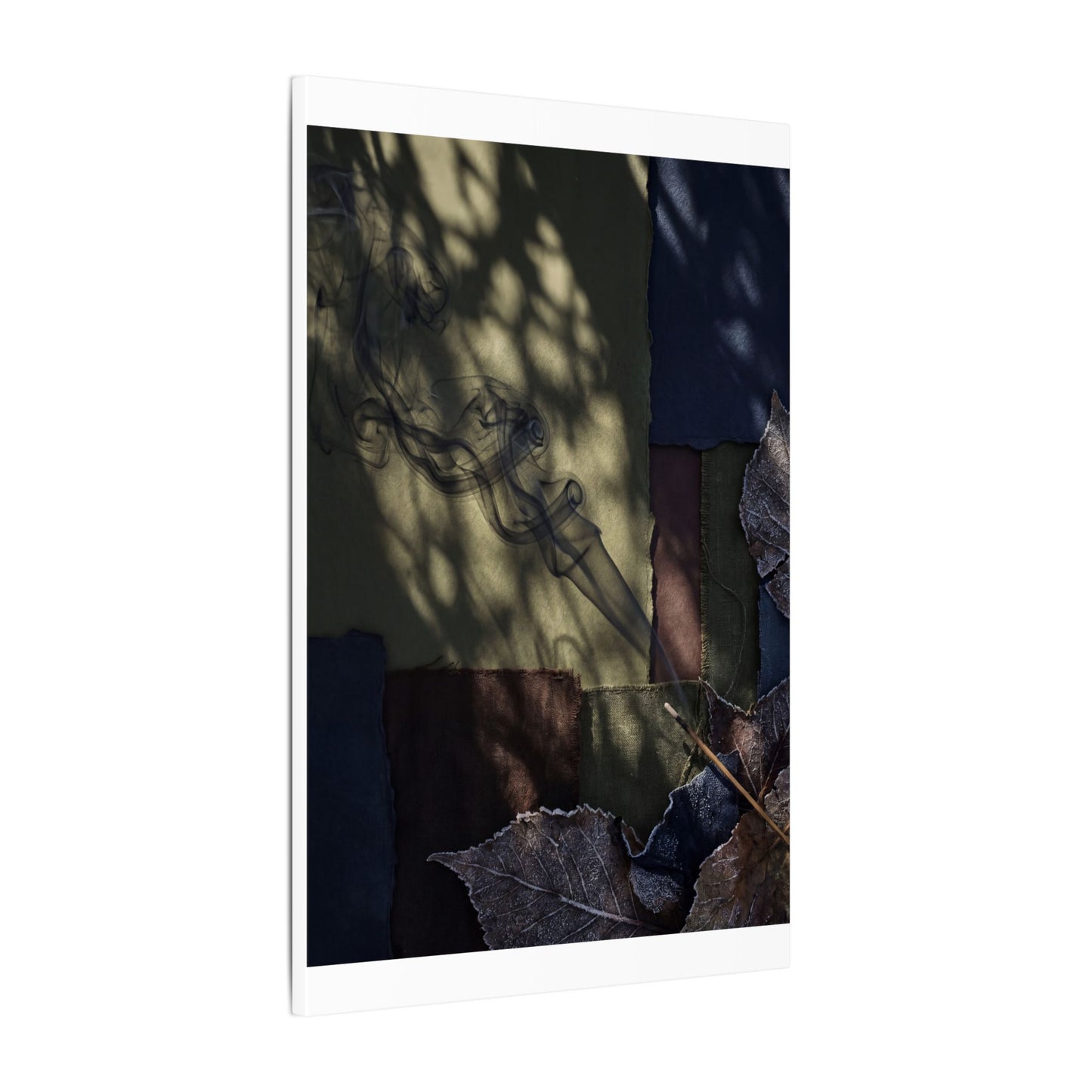Ma Incense Smoke Canvas Art - Dark Japandi Dark Texture