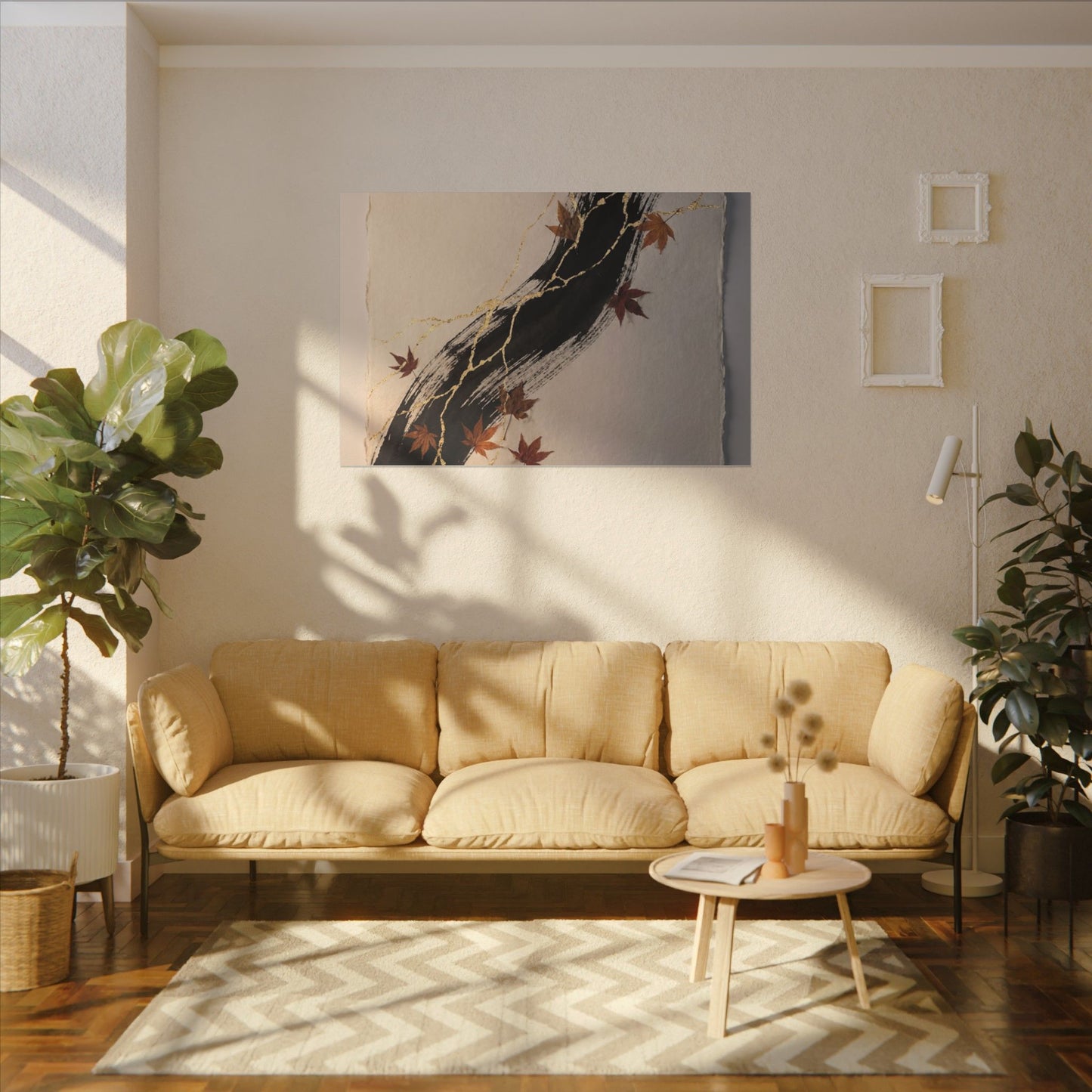 Dawn Ink Brushstroke Canvas Art - Kintsugi Ma