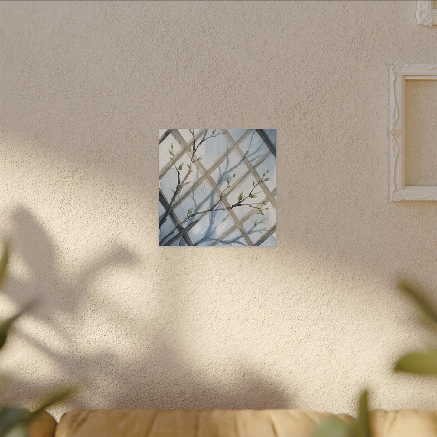 Shoji Screen Canvas Art | Spring Japandi Watercolor Art