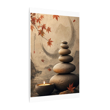 Japandi River Stones in Candlelight | Japanese Pattern Canvas Art