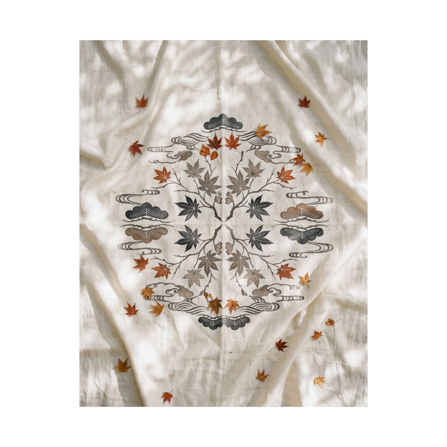 Warm Silk Drape Wall Art Print - Japanese Pattern Japandi