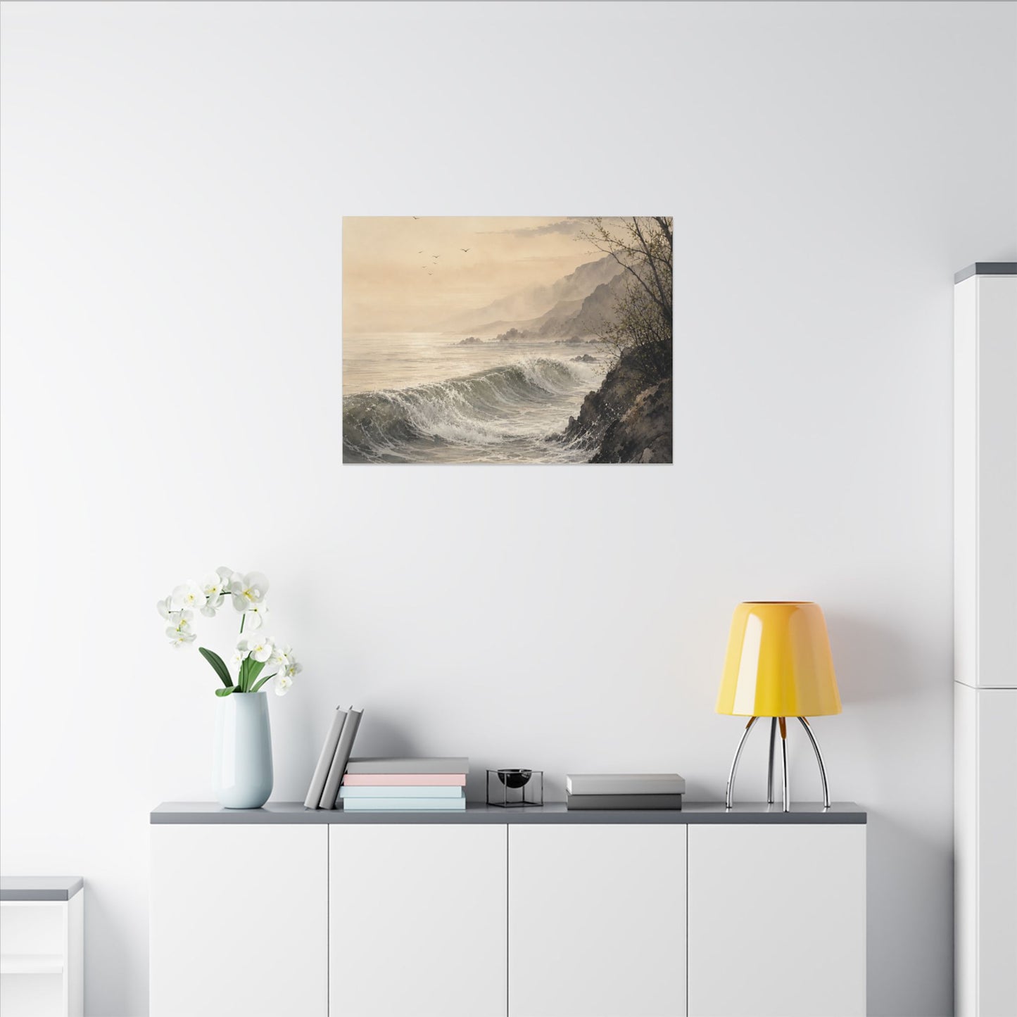 Ocean Wave Spring Canvas Art | Japandi Elegant Design