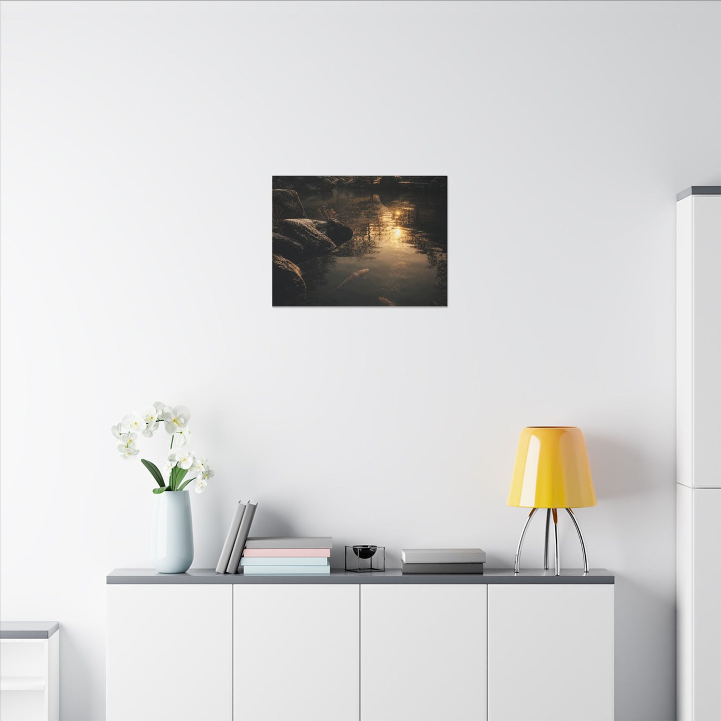 Winter Koi Pond Shadow Zen Canvas Art | Bold Decor