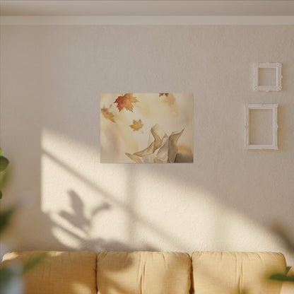 Japandi Paper Fold in Golden Hour | Watercolor Canvas Art