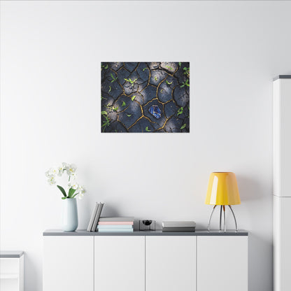 Cracked Earth Canvas Art | Spring Dark Japandi Moody Minimal Art