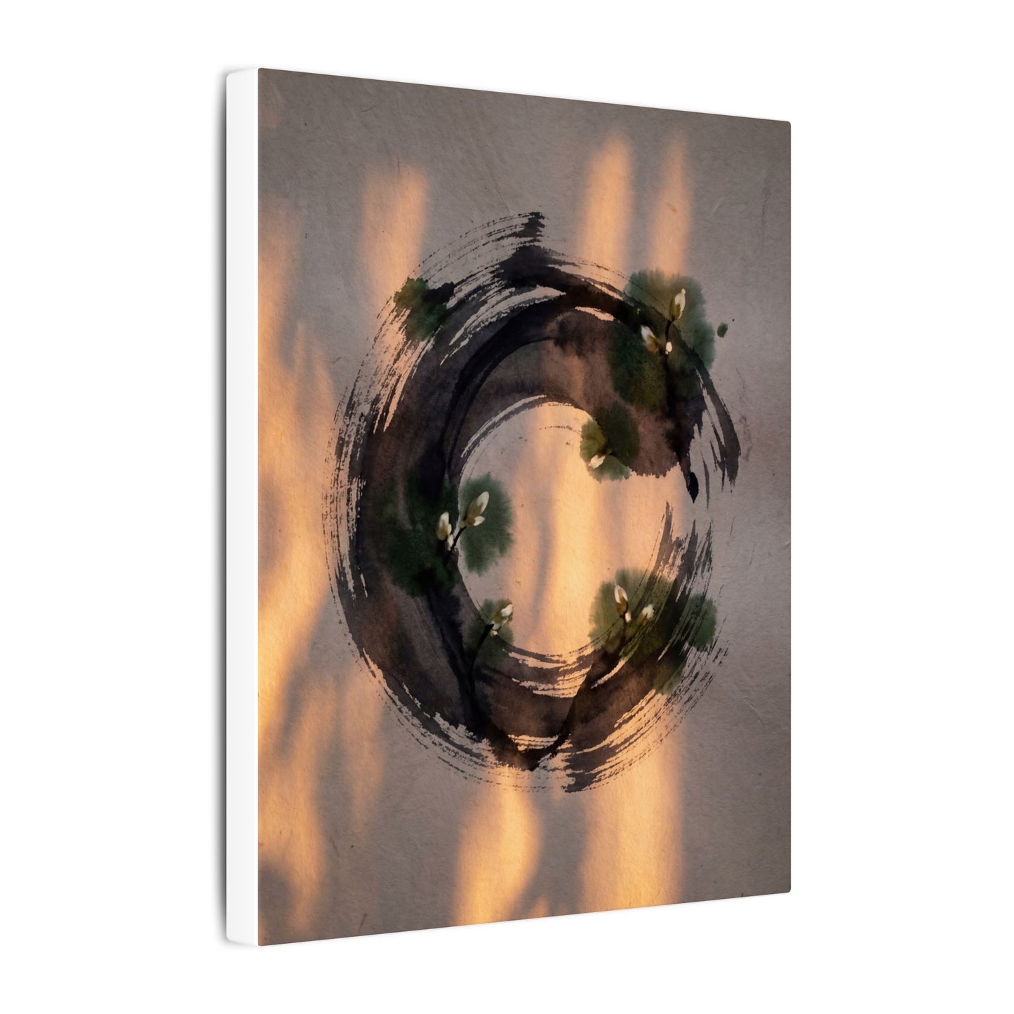 Ink Brushstroke Spring Canvas Art | Dark Japandi Bold Design