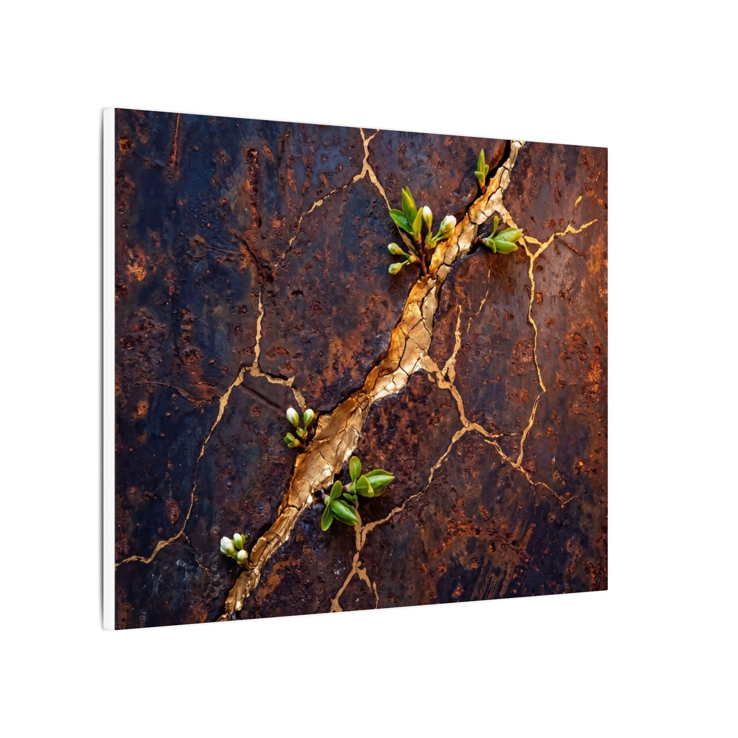 Rust Patina Spring Canvas Art | Kintsugi Resilient Design