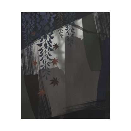 Wisteria Autumn Canvas Art | Dark Japandi Moody Design