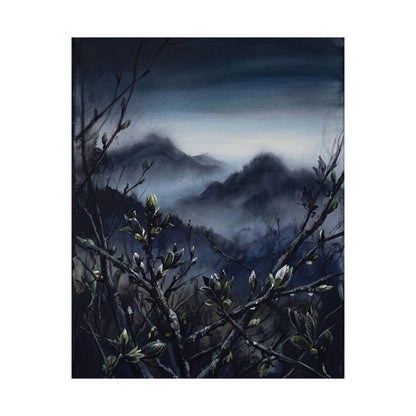 Mountain Mist Wall Art Print | Spring Dark Japandi Dark Texture Art
