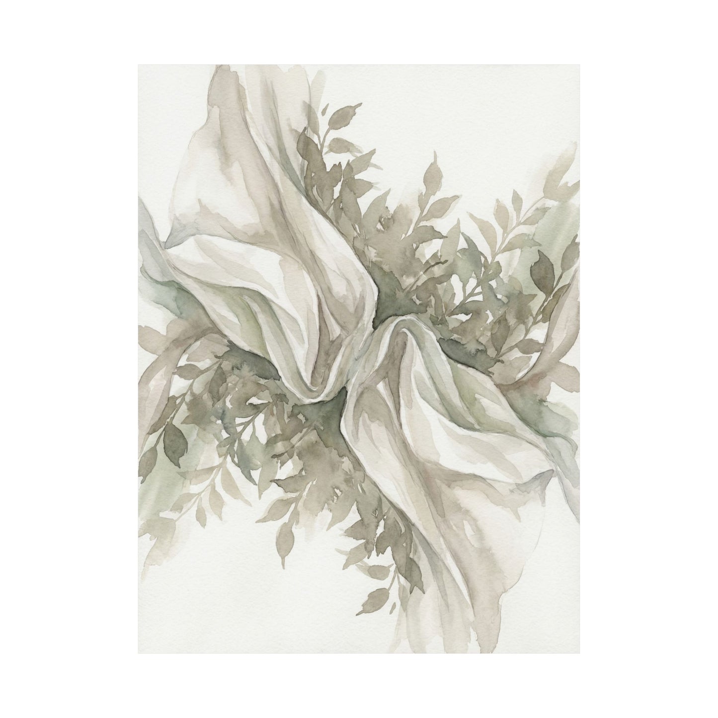 Silk Drape Watercolor Wall Art Print | Elegant Japandi Art