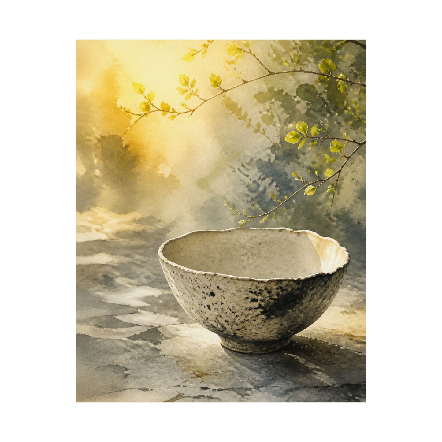 Ceramic Bowl Wall Art Print | Spring Japandi Watercolor Art