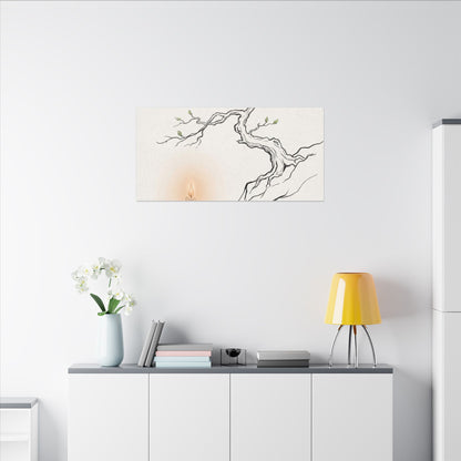 Candlelight Pine Tree Canvas Art - Japandi Shibui