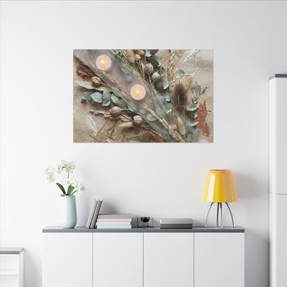 Candlelight Dried Flowers Canvas Art - Japandi Kanso
